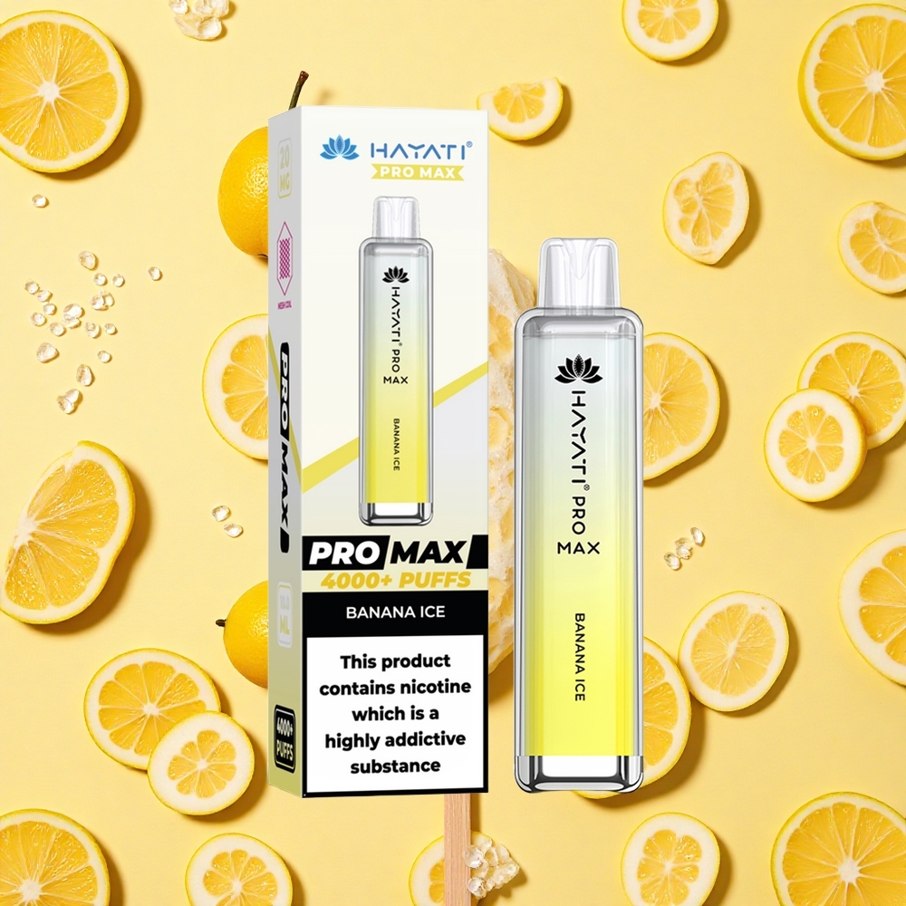 Hayati Pro Max 4000 Puffs Banana Ice 1400mAh Battery Capacity Dual Mesh Coil TPD