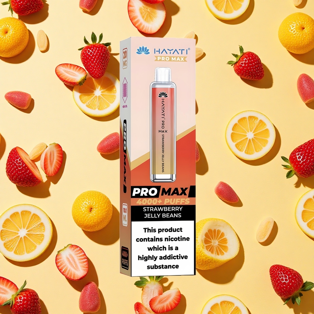 Hayati Pro Max 4000 Puffs Strawberry Jelly Beans Dual Mesh Coil LED TPD