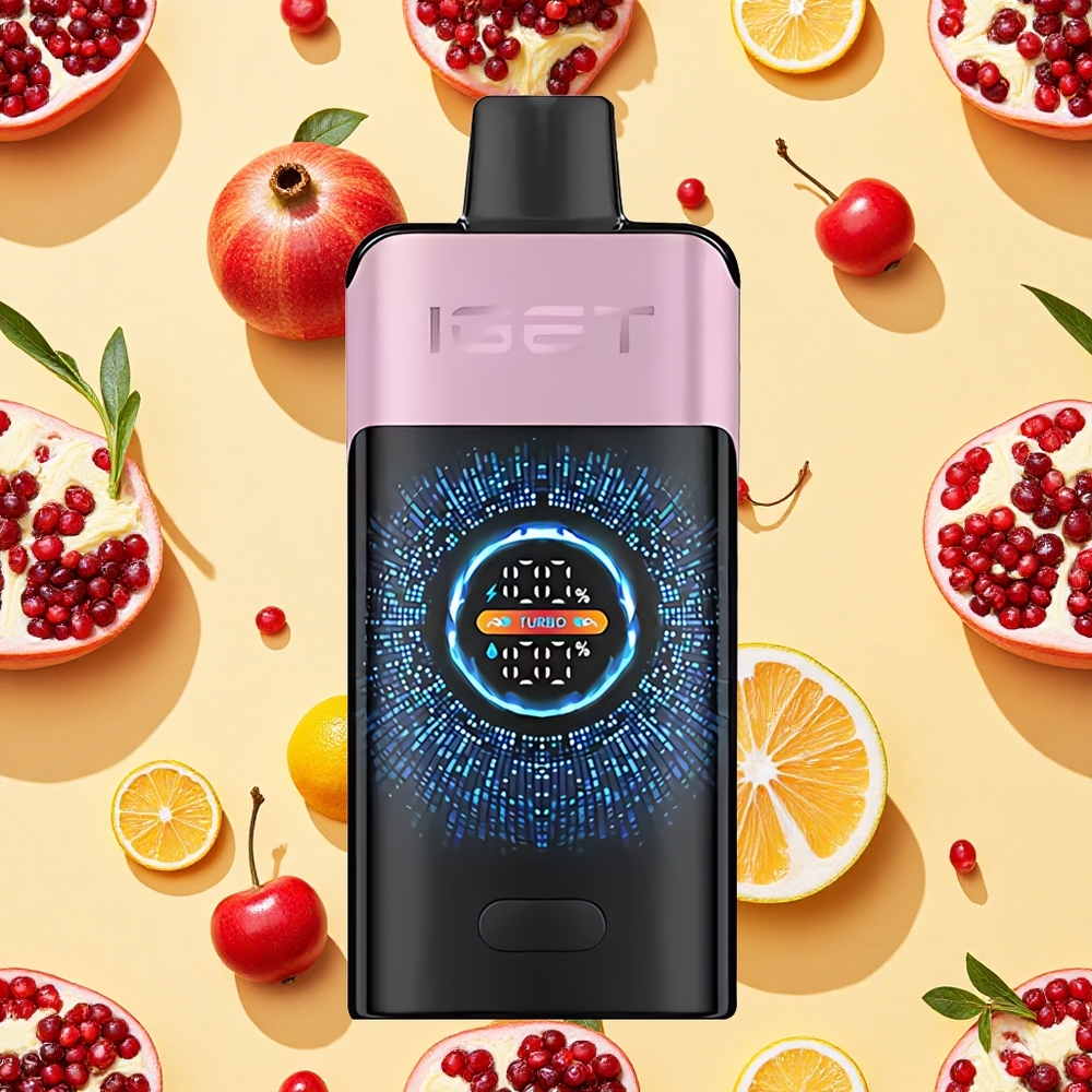 IGET ONE 12000 Puffs Cherry Pomegranate Disposable Vape 2700mAh Battery Capacity Dual Mesh Coil