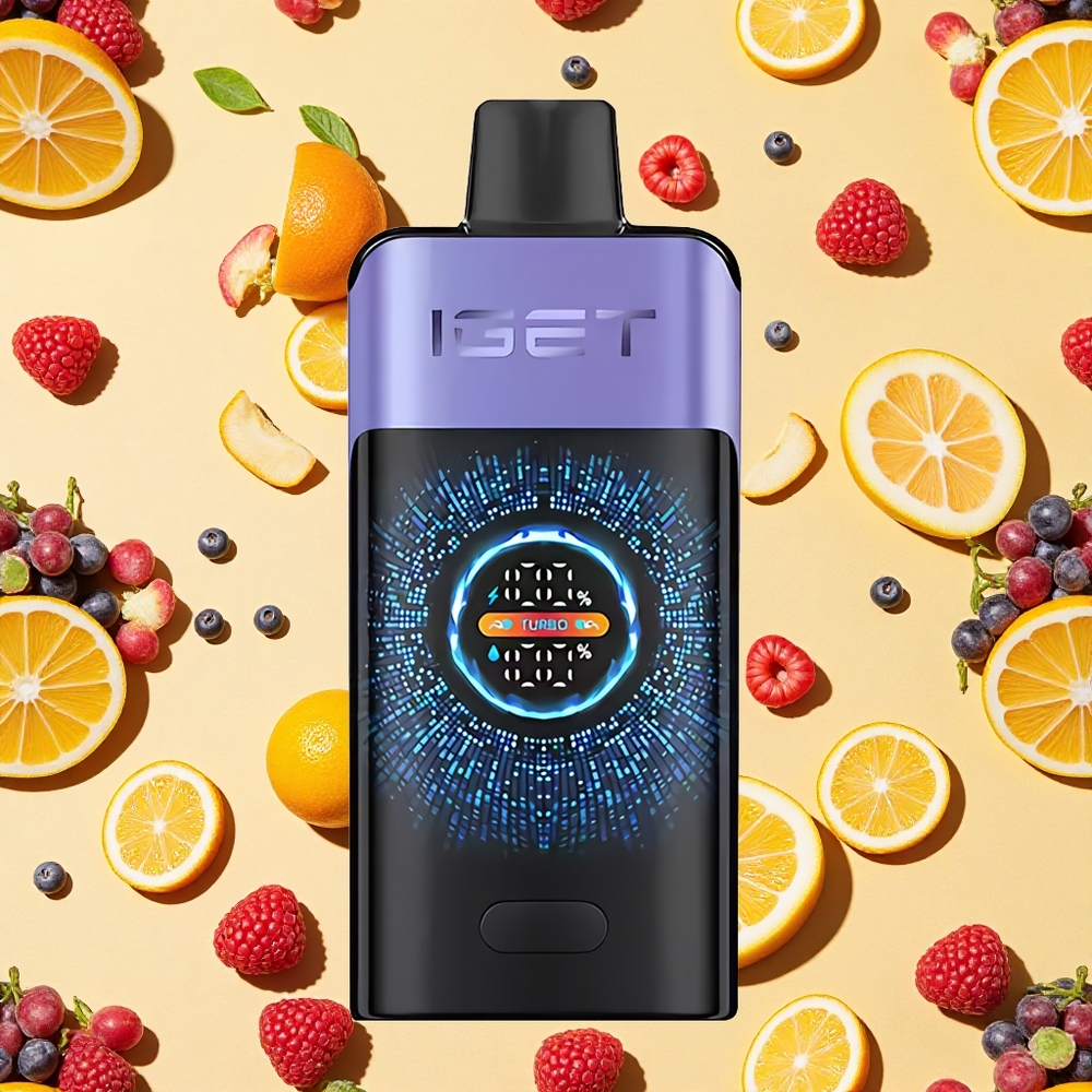IGET ONE 12000 Puffs Raspberry Grape Ice 2700mAh Battery Capacity Dual Mesh Coil Screen