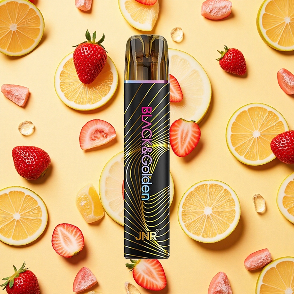 JNR Black&Golden 600+200 Puffs Strawberry Ice Disposable Vape 550mAh Battery Capacity 2% Nicotine