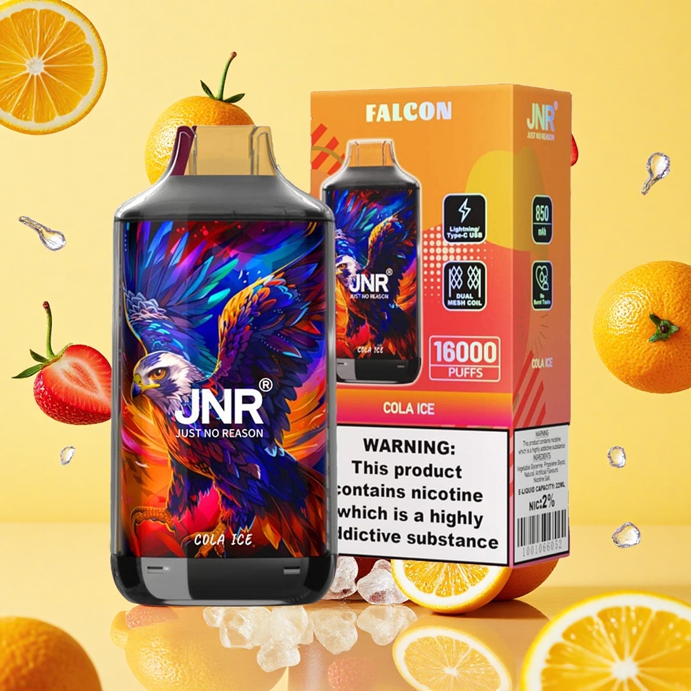 JNR Falcon 16000 Puffs Cola Ice Dual Mesh Coil 22ml E-liquid Type-C Charging LED