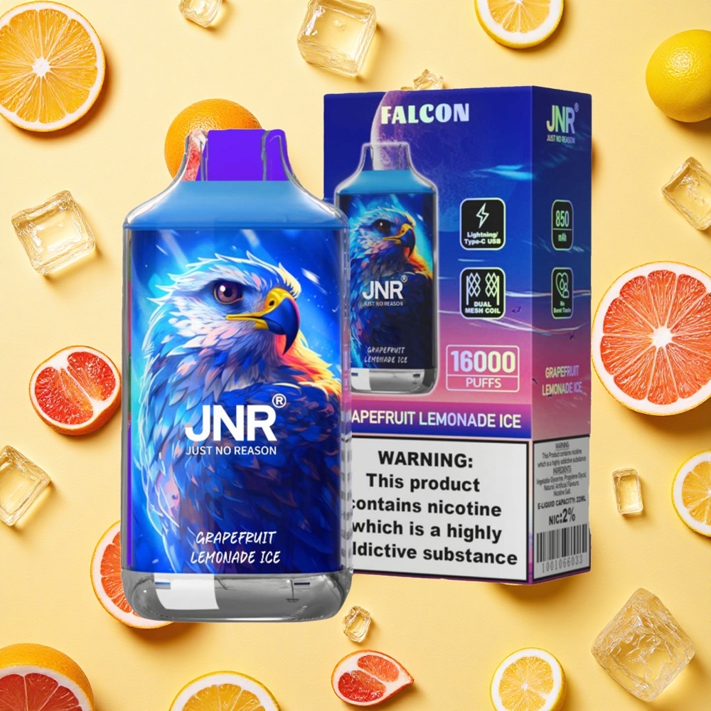 JNR Falcon 16000 Puffs Grapefruit Lemonade Ice Dual Mesh Coil 22ml E-liquid
