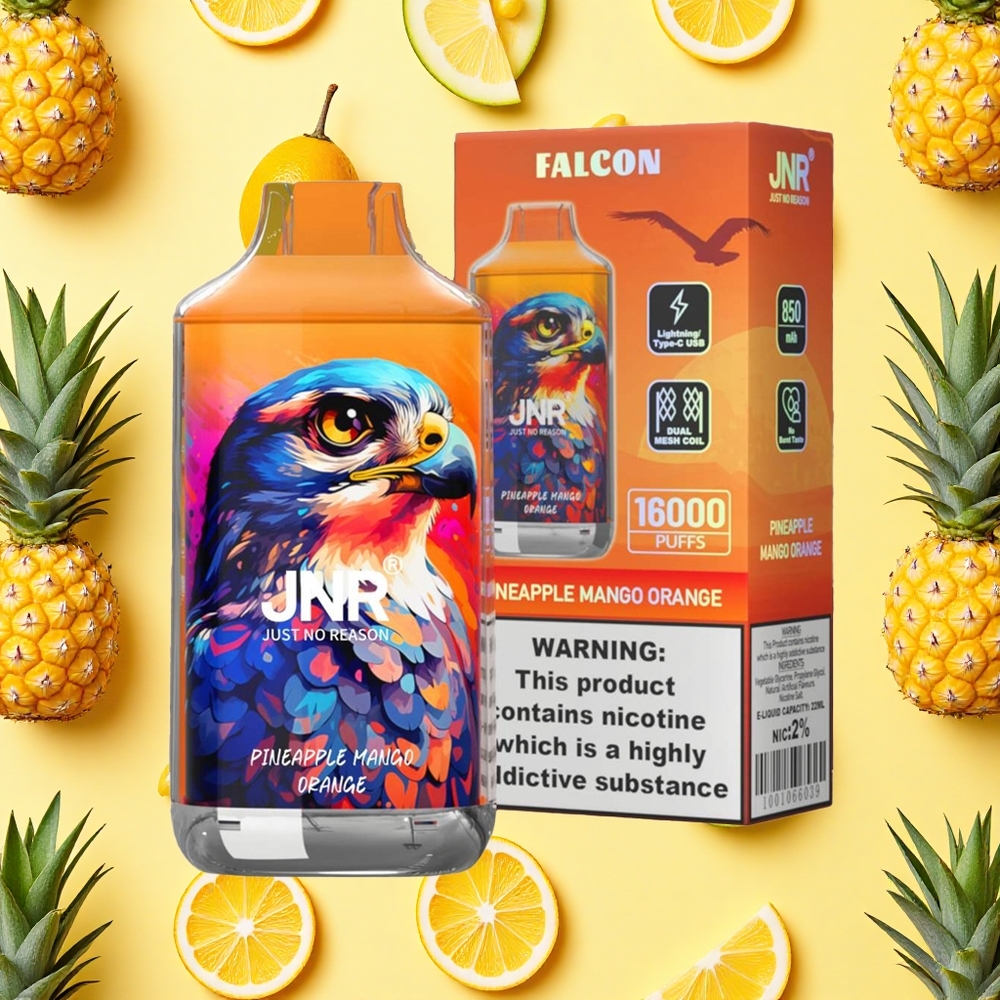 JNR Falcon 16000 Puffs Pineapple Mango Orange 22ml E-liquid Dual Mesh Coil 850mAh Battery Capacity