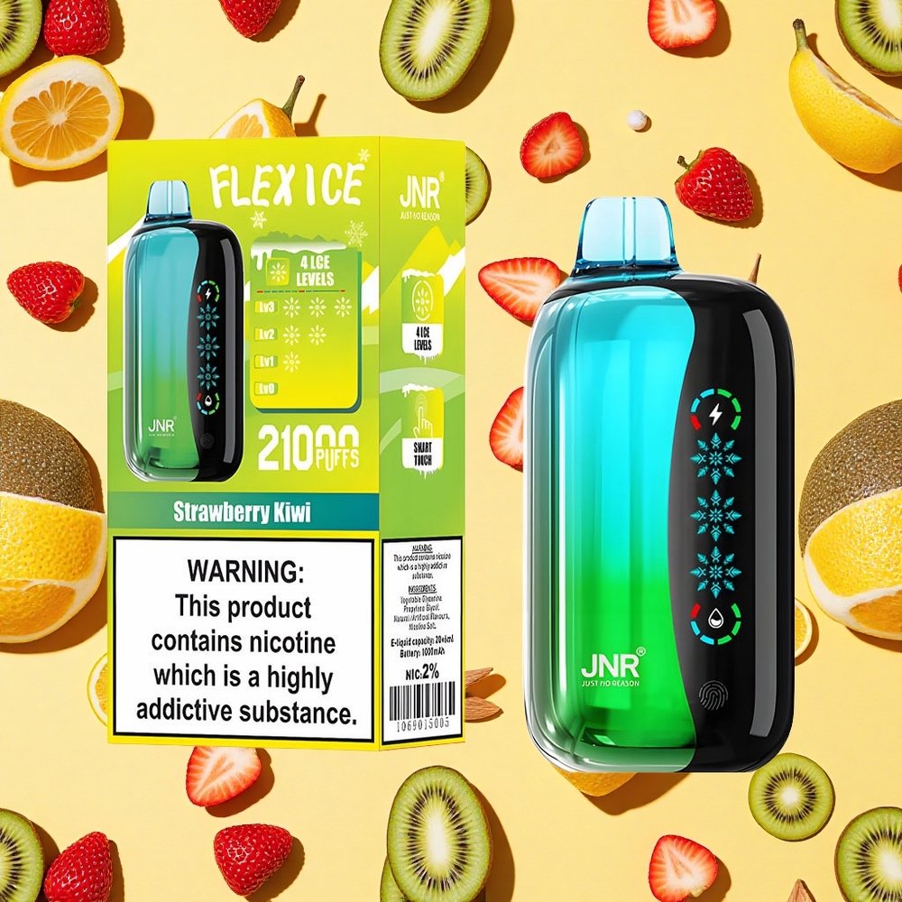 JNR Flex Ice 21000 Puffs Strawberry Kiwi 26ml E-liquid Dual Mesh Coil Airflow Type-C Charging