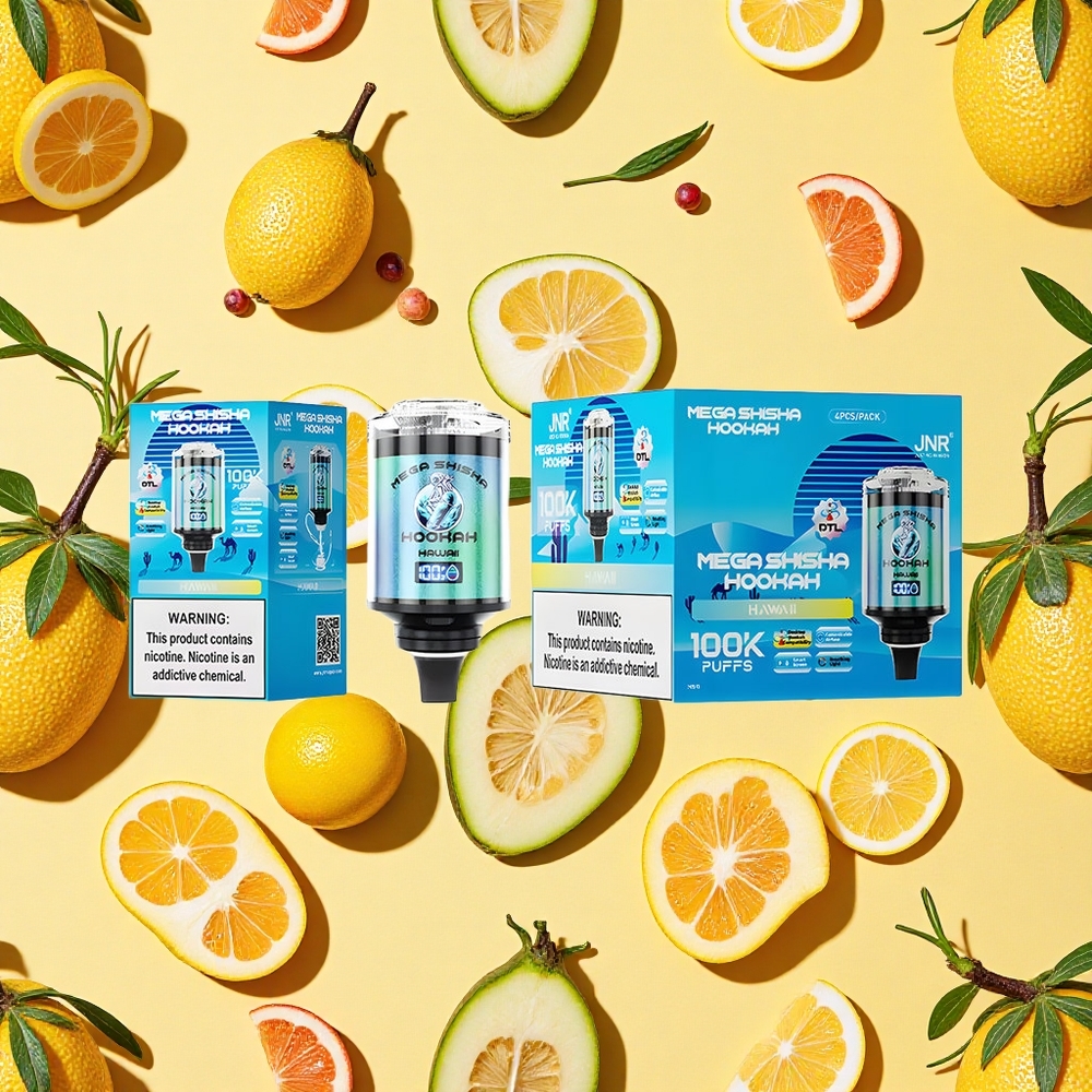 JNR Mega Shisha Hookah 100K 60ml E-liquid 2200mAh Battery Capacity Type-C Charging Hawaii Desktop Hookah