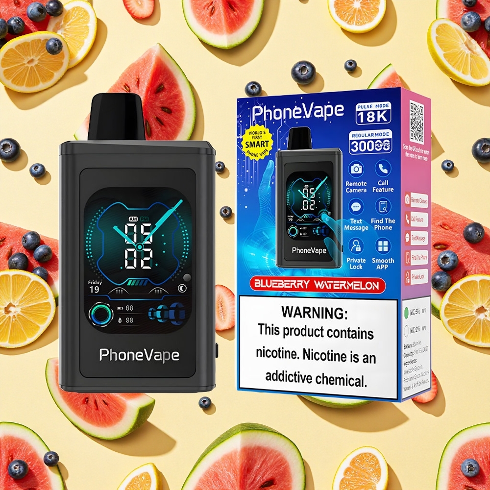JNR PhoneVape 30000 850mAh Battery Capacity Type-C Charging Battery Blueberry Watermelon App Control