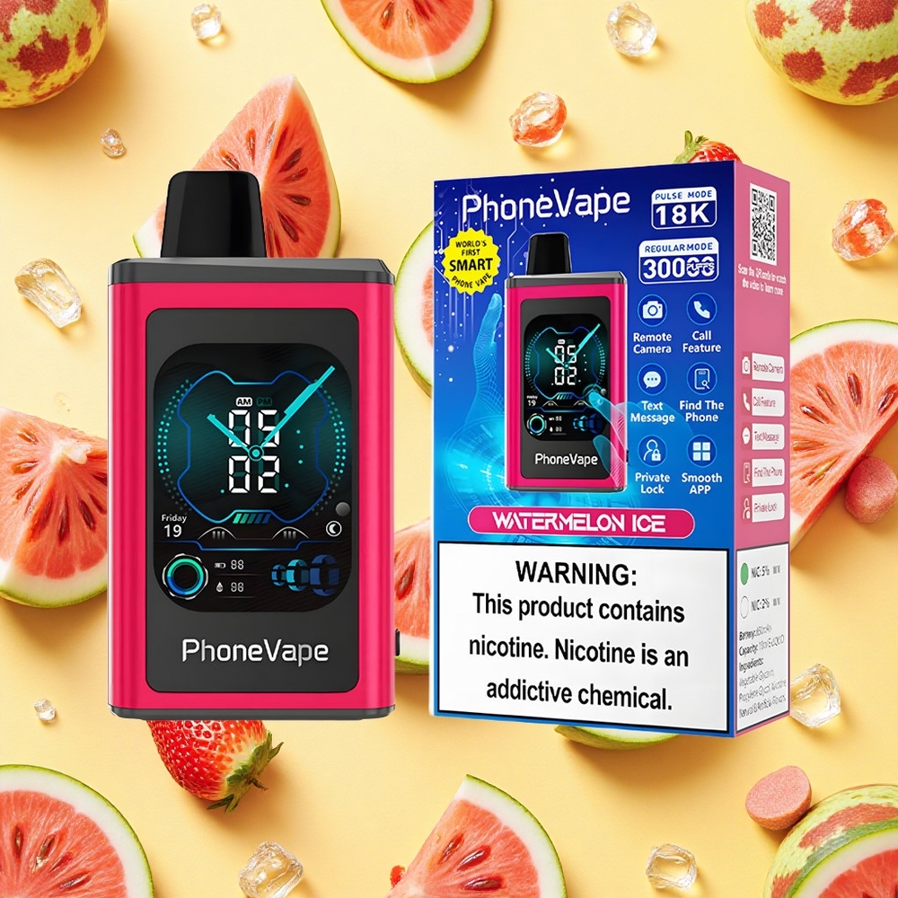 JNR PhoneVape 30000 850mAh Battery Capacity Type-C Charging Battery Watermelon Ice App Display