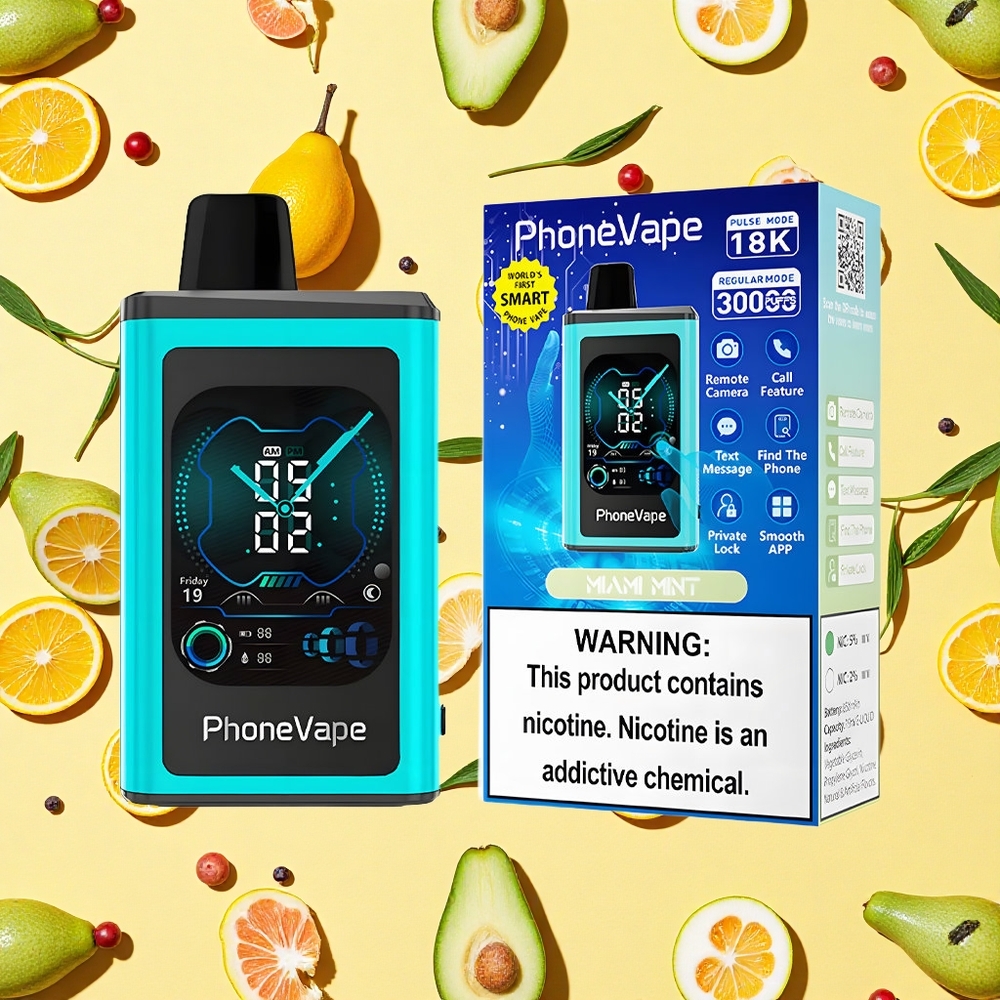 JNR PhoneVape 30000 Miami Mint 850mAh Battery Capacity Type-C Charging Battery App Display