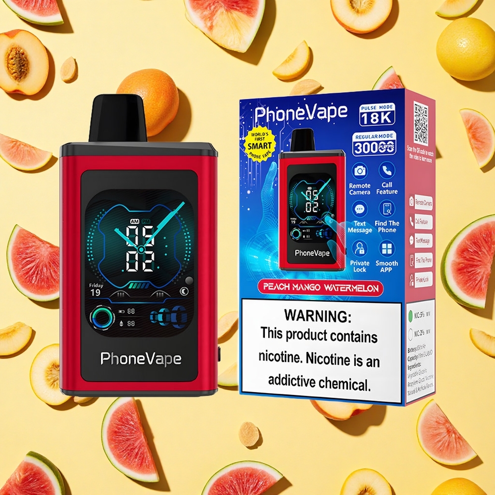 JNR PhoneVape 30000 Peach Mango Watermelon 850mAh Battery Capacity Type-C Charging Battery App