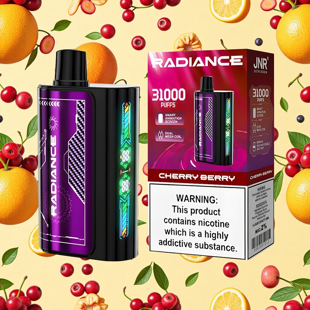 JNR Radiance 31000 Puffs Cherry Berry 28ml E-liquid Dual Mesh Coil 950mAh Battery Capacity