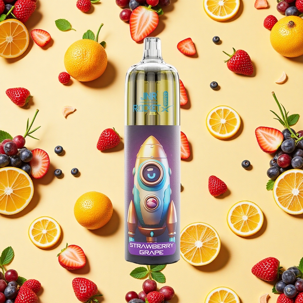 JNR Rocket-X 12400 Puffs Strawberry Grape RGB Airflow Mesh Coil 850mAh Battery Capacity Type-C Charging