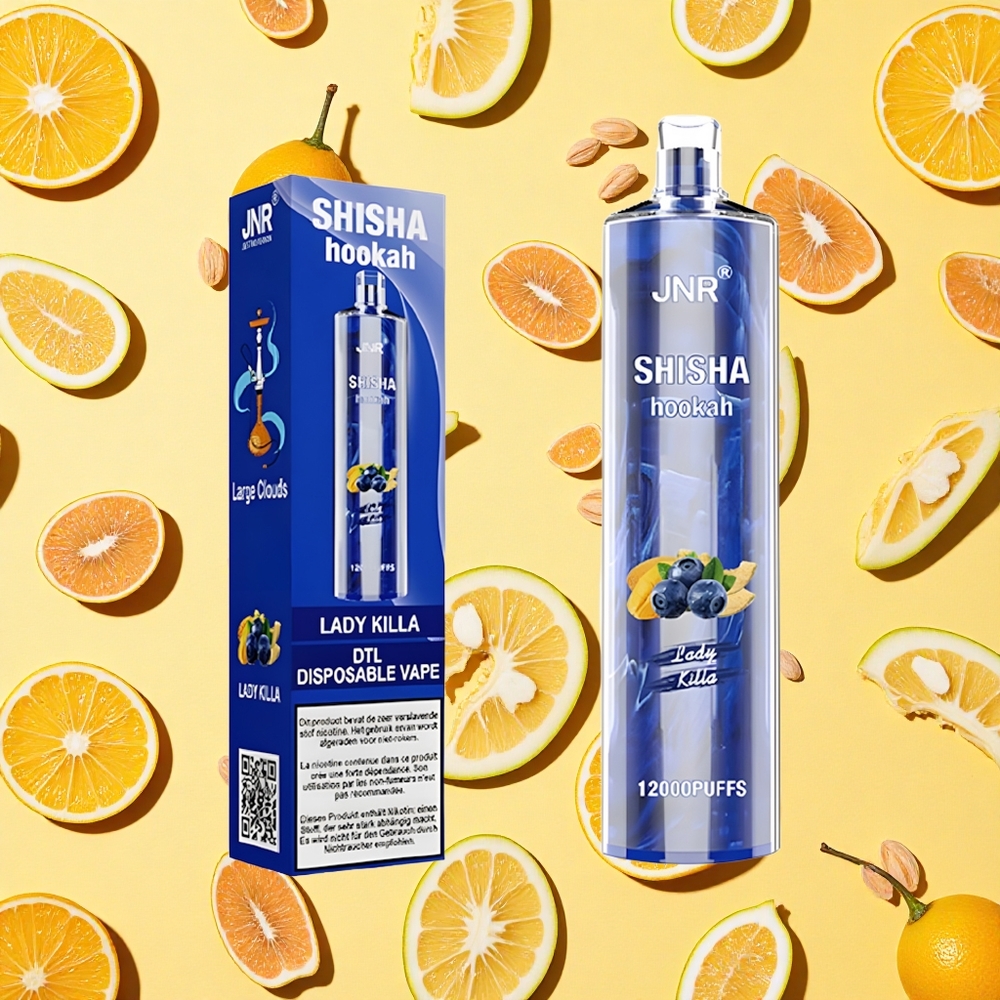 JNR Shisha Hookah 12000 Puffs 24ml E-liquid 750mAh Battery Capacity Type-C Charging Lady Killa