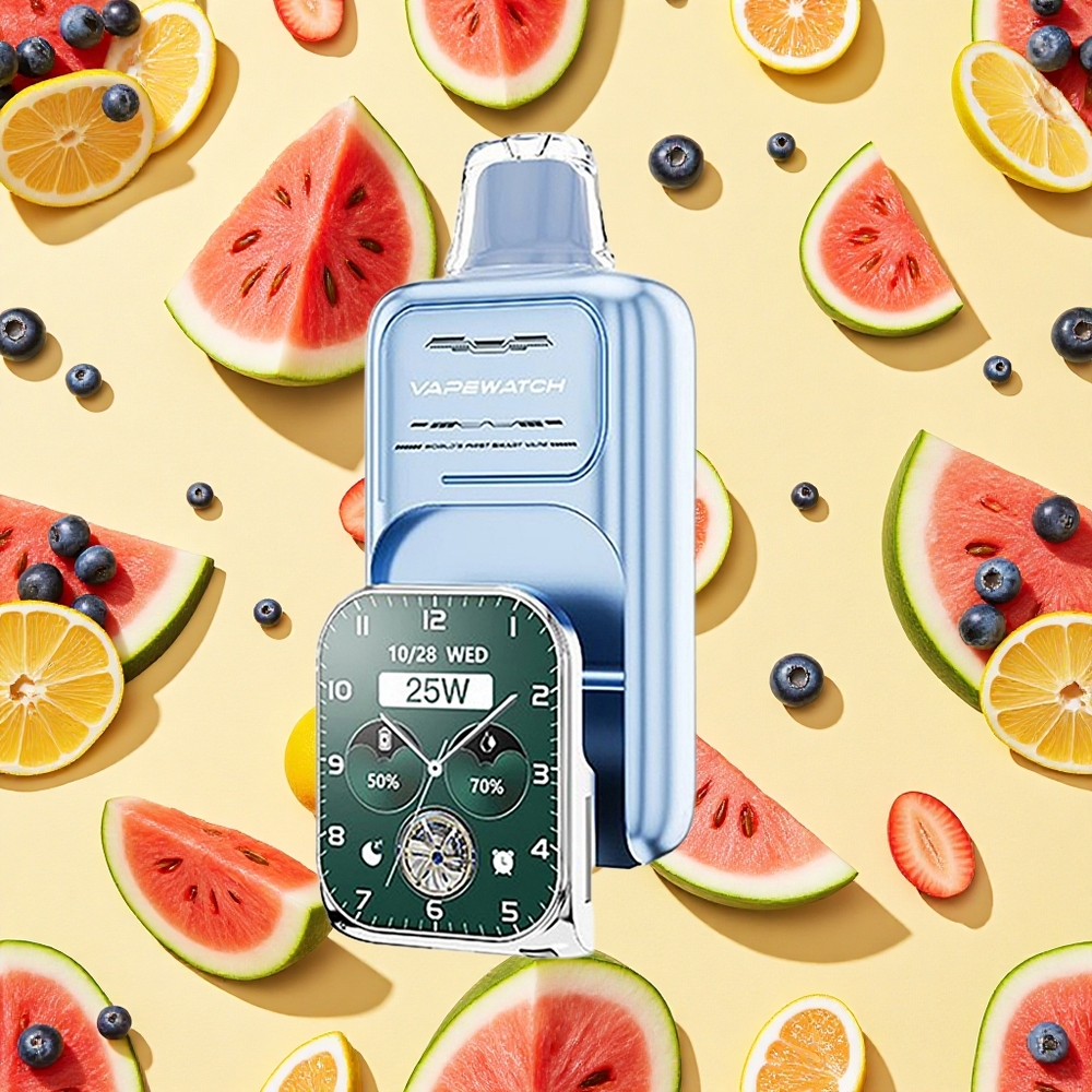 JNR VapeWatch 30000 Puffs 19ml E-liquid 5% Nicotine Blueberry Watermelon Dual Mesh Coil Type-C Charging
