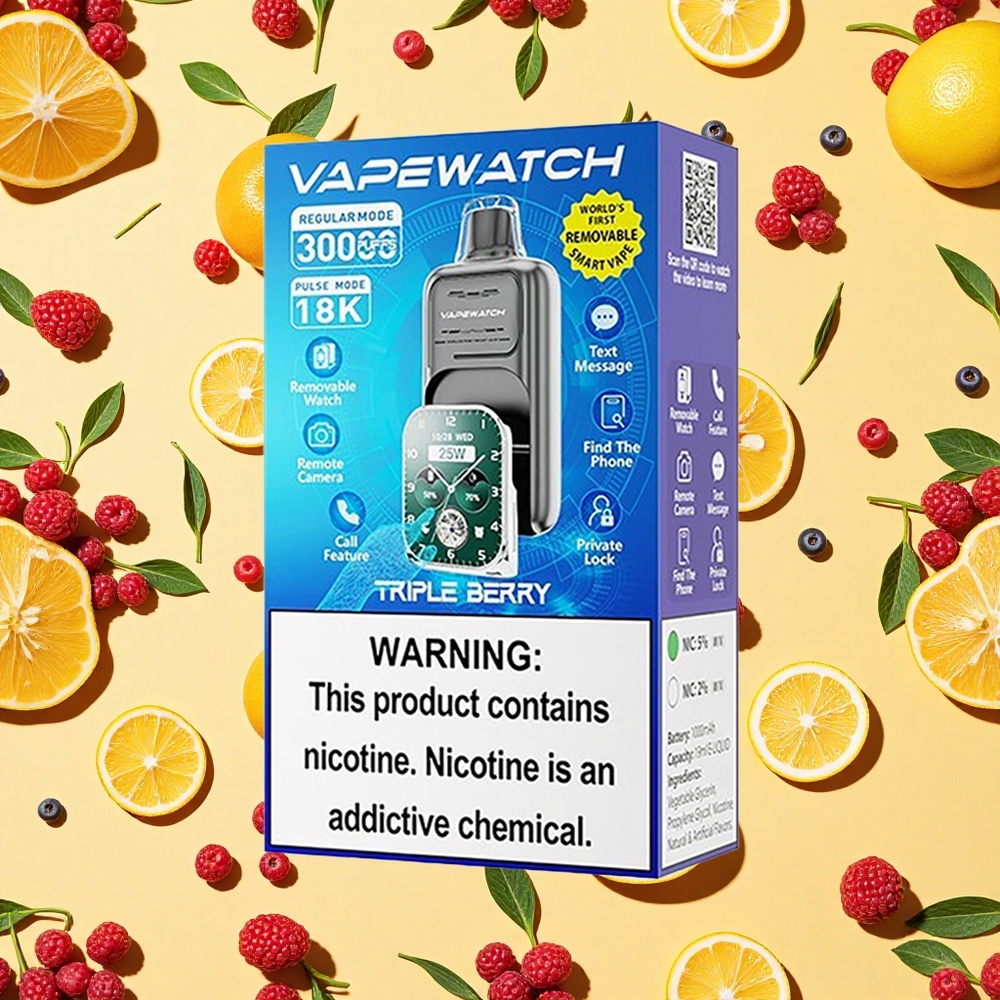 JNR VapeWatch 30000 Puffs Triple Berry 19ml E-liquid 5% Nicotine Dual Mesh Coil