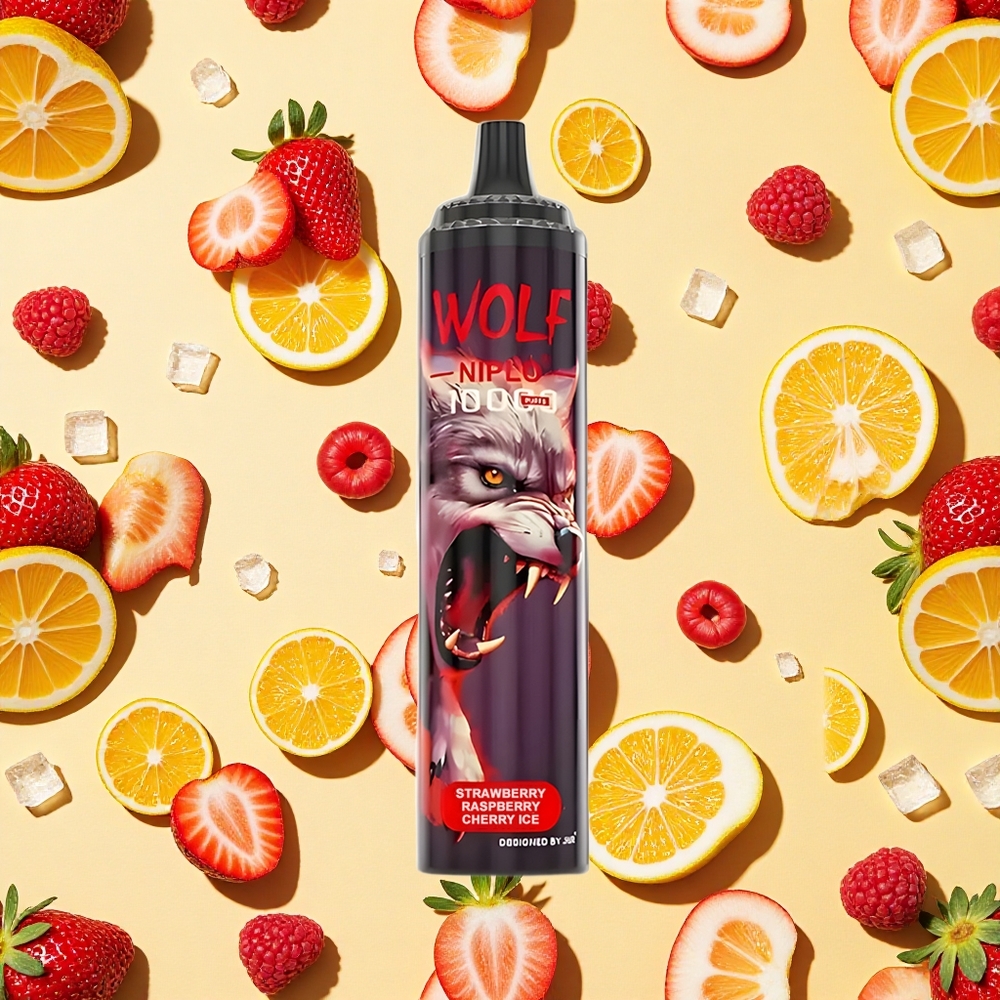 JNR Wolf Niplo 10000 Puffs Strawberry Raspberry Cherry Ice 20ml E-liquid Type-C Charging