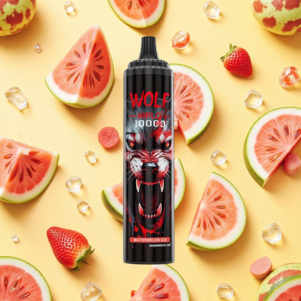 JNR Wolf Niplo 10000 Puffs Watermelon Ice 20ml E-liquid 0%,2%,5% Nicotine Type-C Charging Mesh Coil