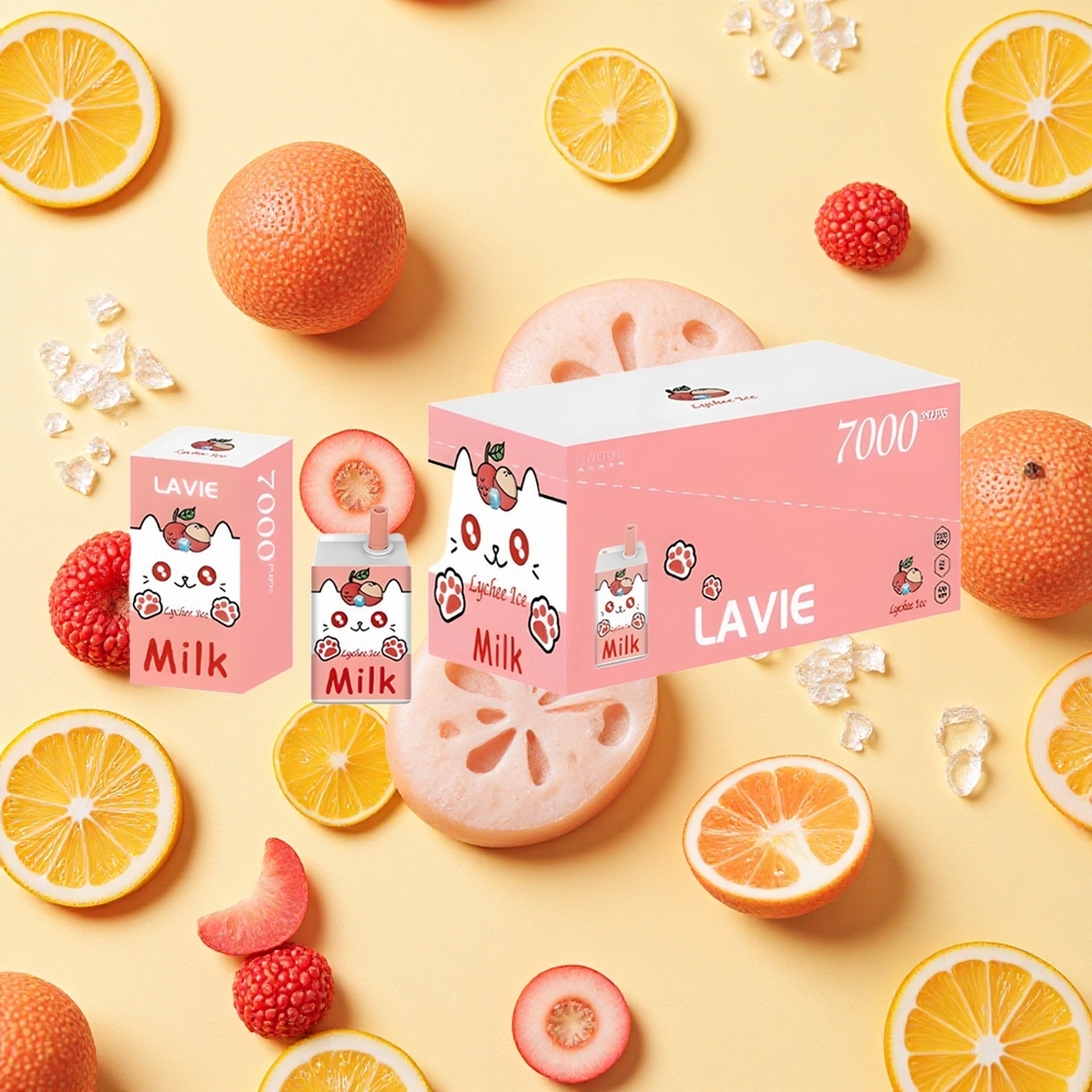 LAVIE Milk 7000 Puffs Lychee Ice 16ml E-liquid 600mAh Battery Capacity Type-C Charging