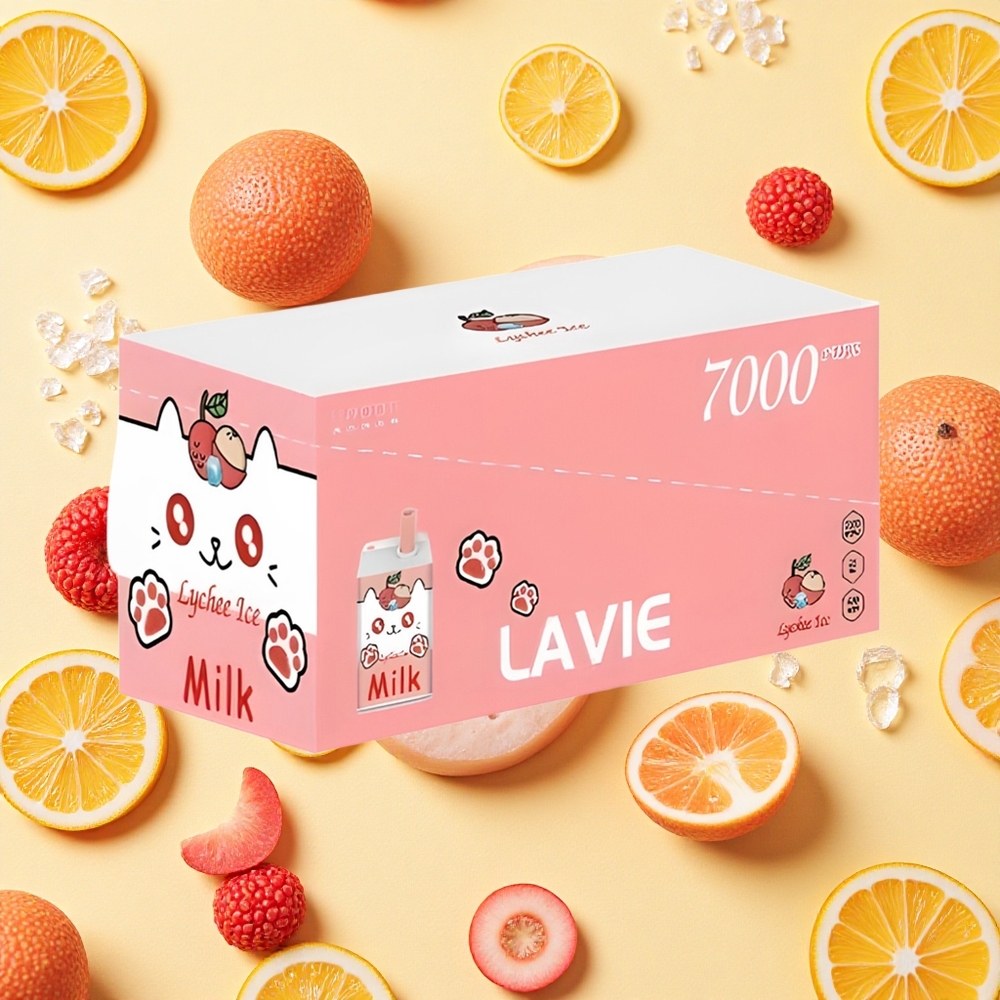 LAVIE Milk 7000 Puffs Lychee Ice 16ml E-liquid 600mAh Battery Capacity Type-C Charging